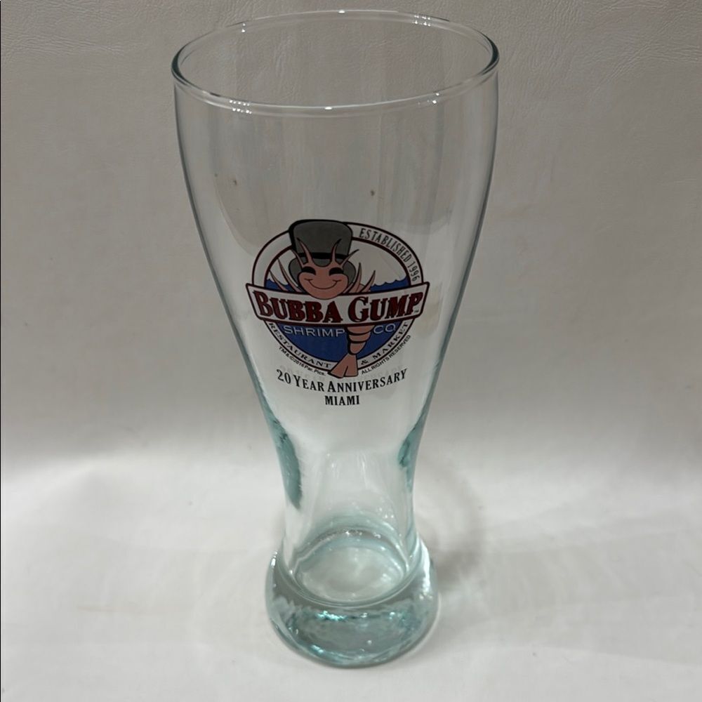 Bubba Gump Shrimp Co. Clear Glass Bar Accessory 20 Year Anniversary Miami 20 Oz